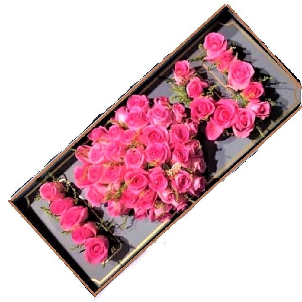 Pink roses in gold frame case