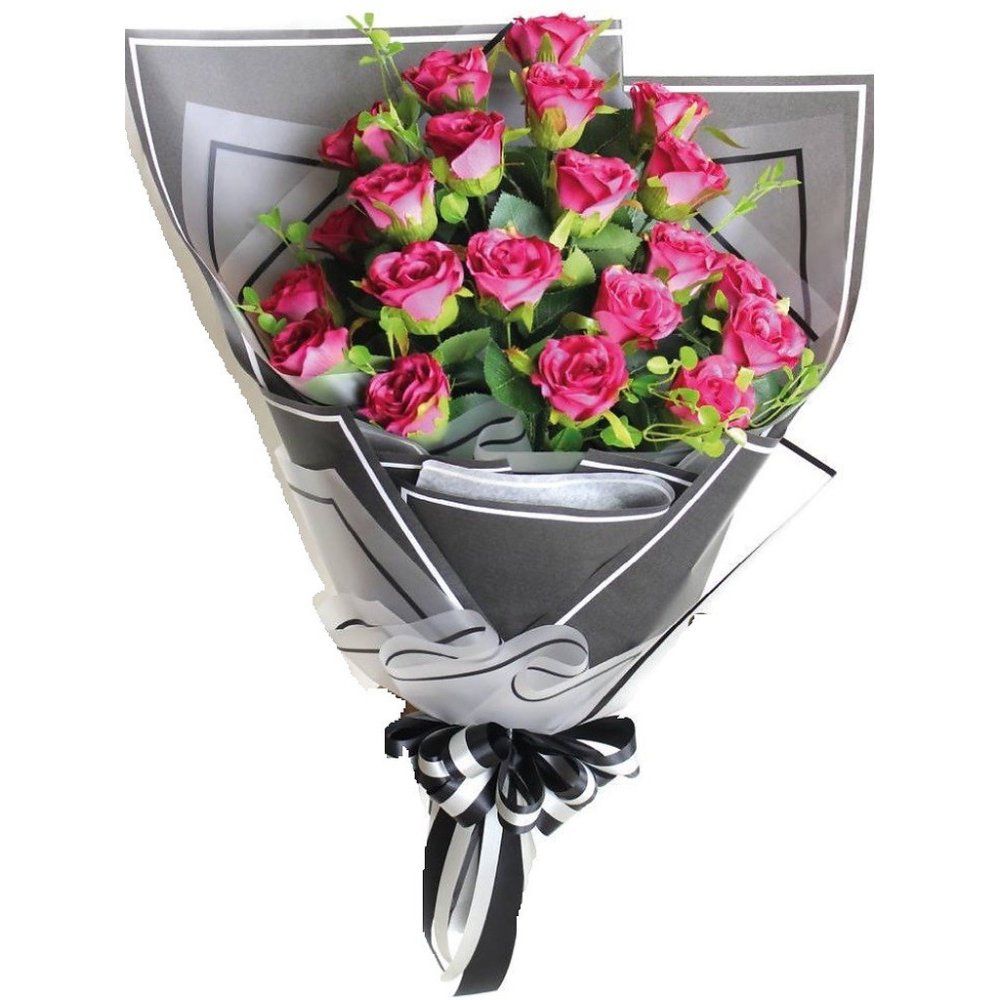 rose magenta in confezione grigia