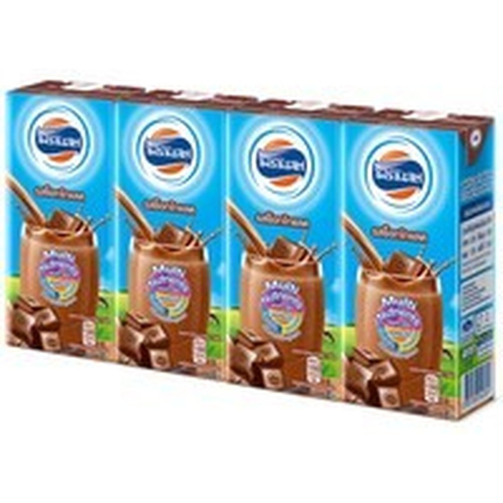 Four Nesquik chocolate milk cartons