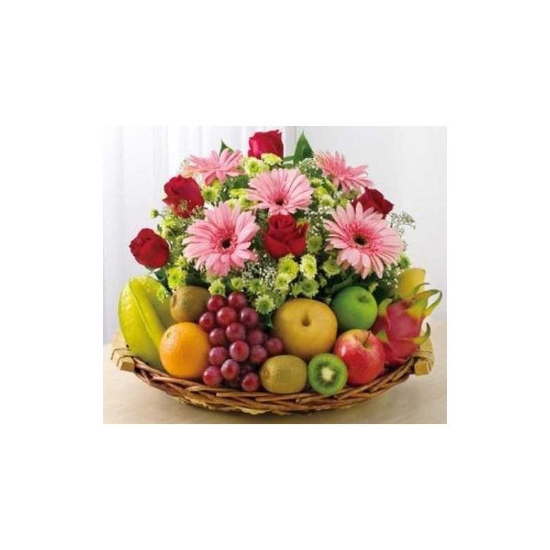 Fruit basket with flowers