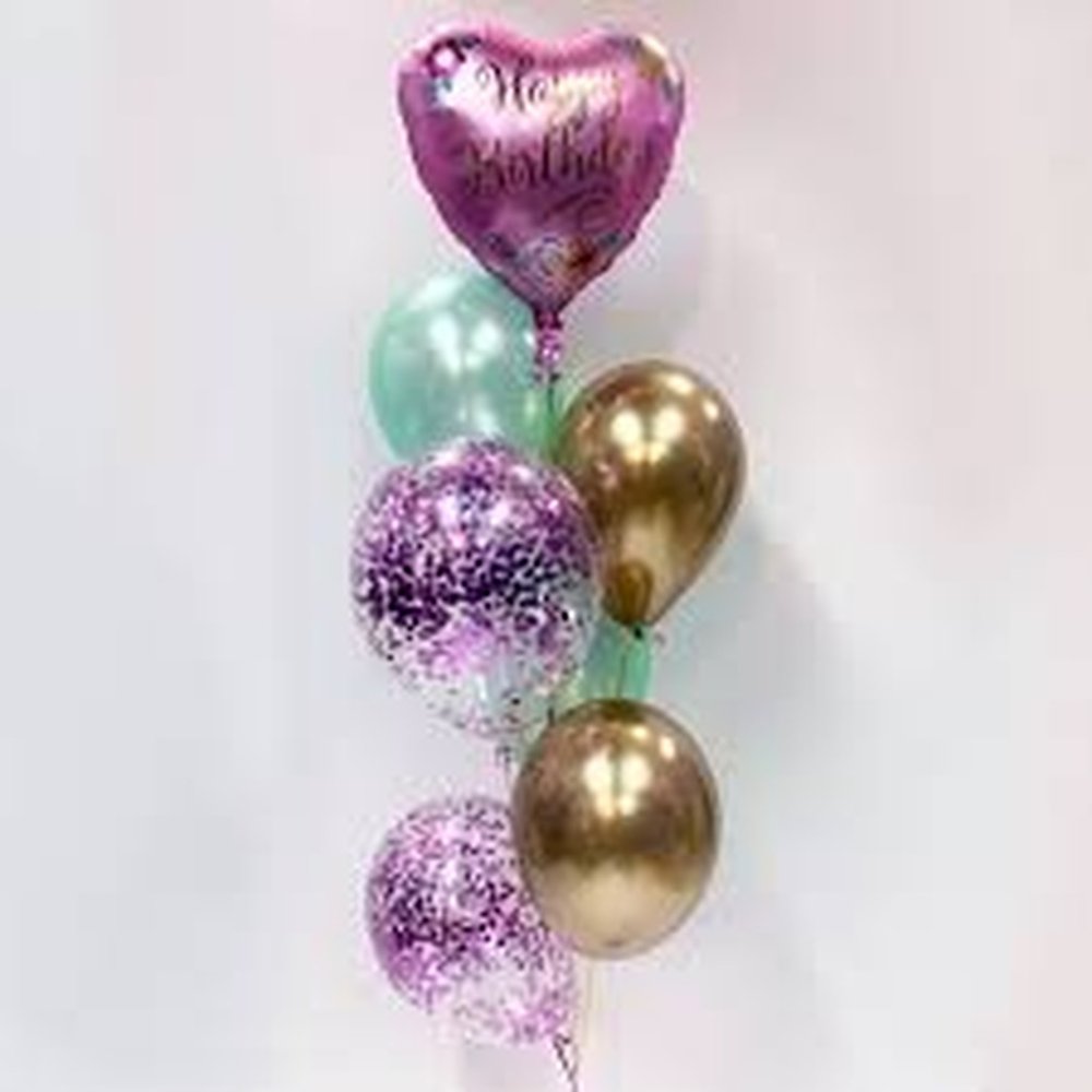 Metallic heart and gold balloons