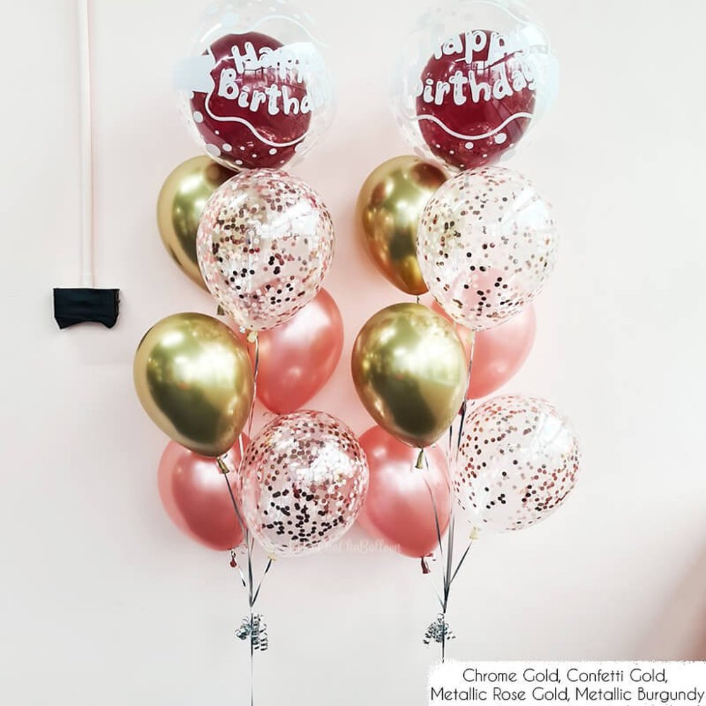 Bucanete de globos de aniversario de ouro de luxo