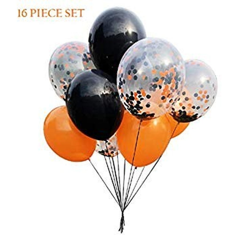 Globos de confeti negros e laranxas