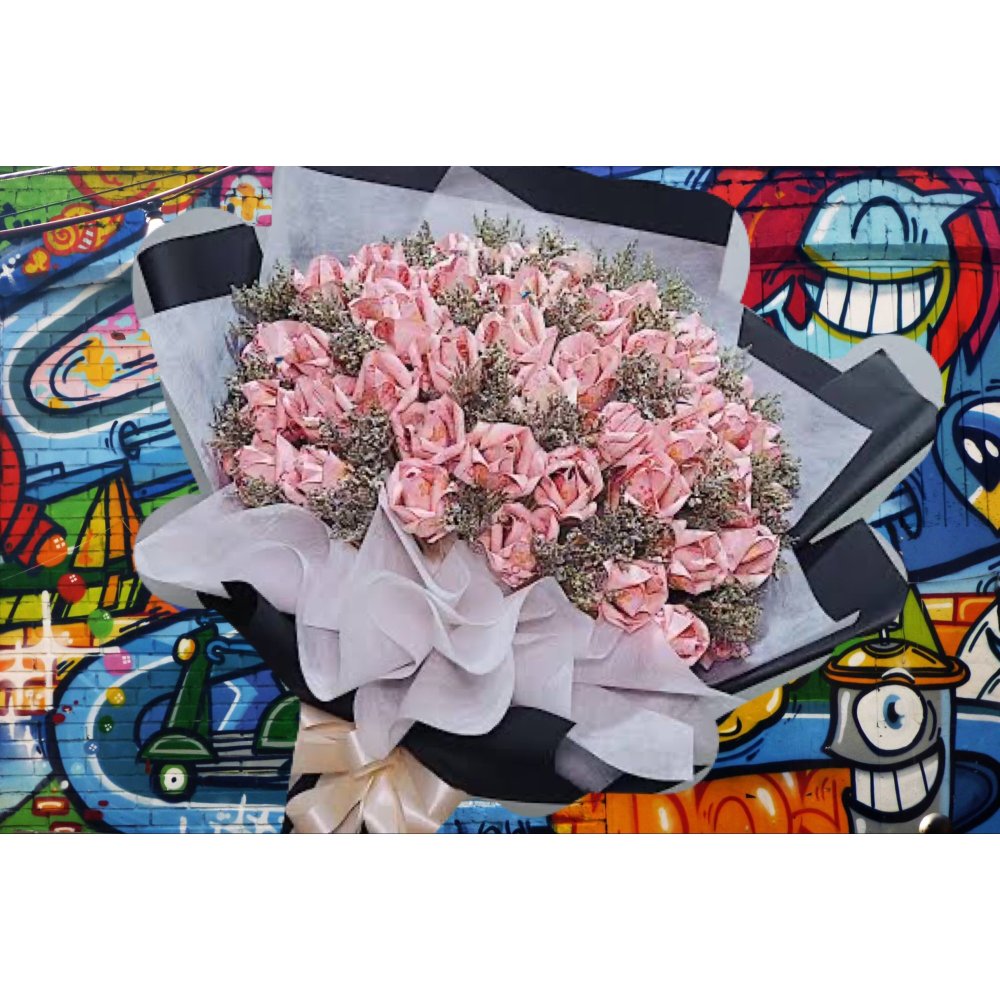 ramo de rosas rosas alcatifa negra