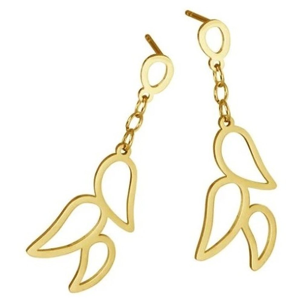 Gold bird outline drop earrings