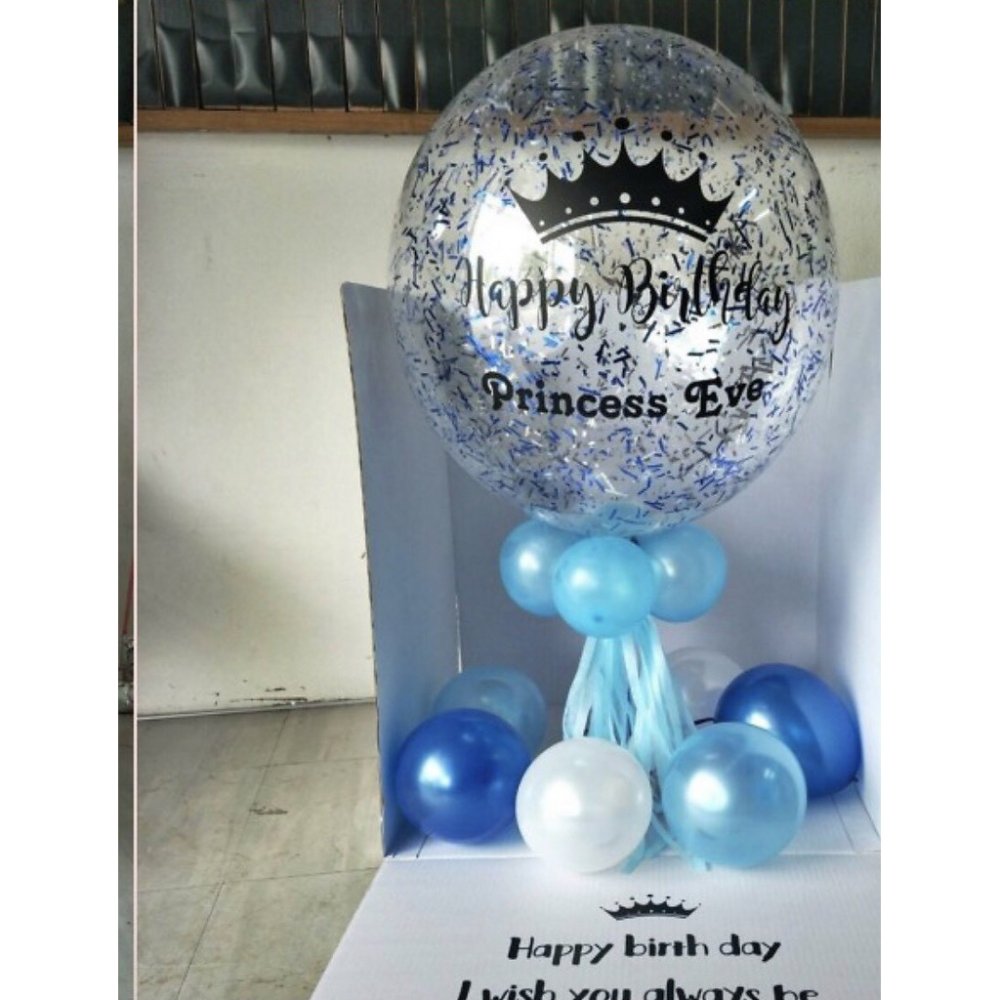 Blaue Konfetti-Geburtstagsballon-Box