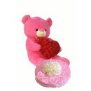 VALENTINE GIFT  CAKE AND TEDDY BEAR SIZE 60 AND RED HEART PILLOW  CM 20