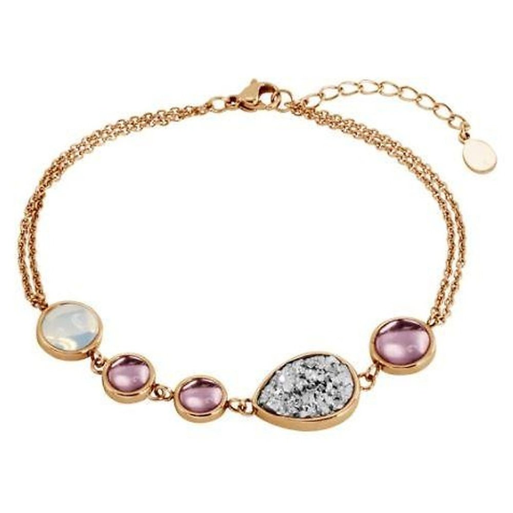 Rose gold multi-gemstone bezel bracelet