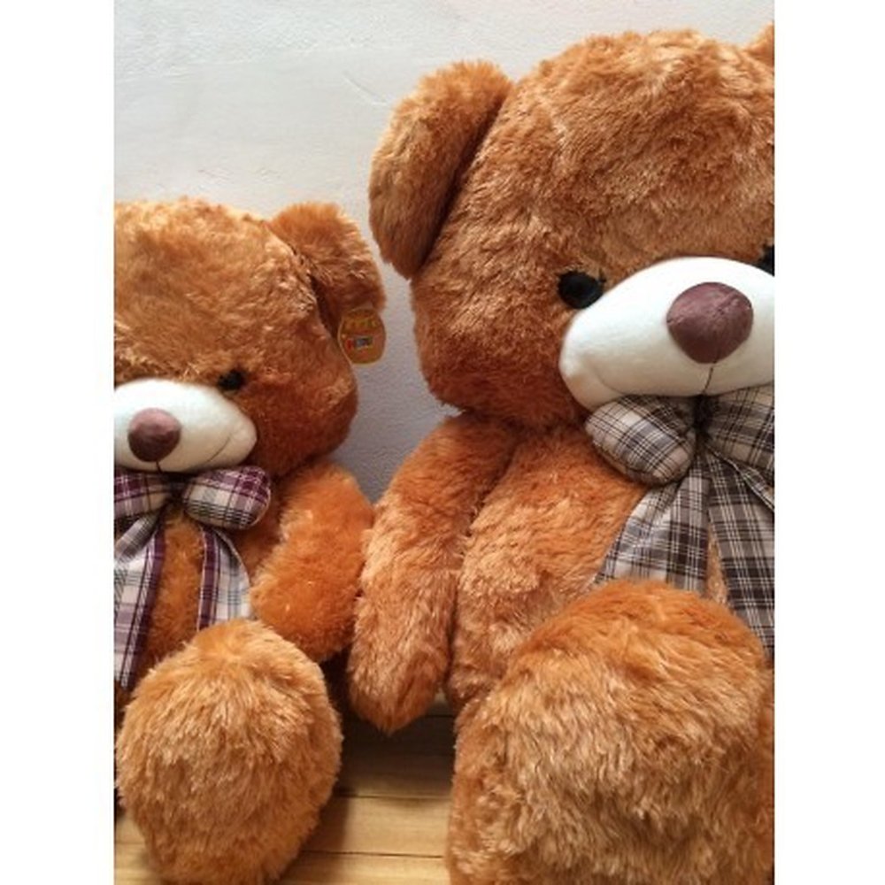 Two cinnamon brown plaid Teddy Bear Plush Toy | Soft Stuffed Animal - 60 cm