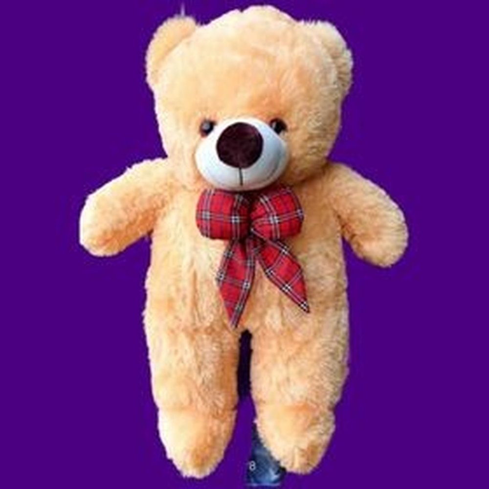 Ós de peluix marró daurat llaç vermell