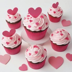 PINK HEART CUP CAKE SET 15 pc