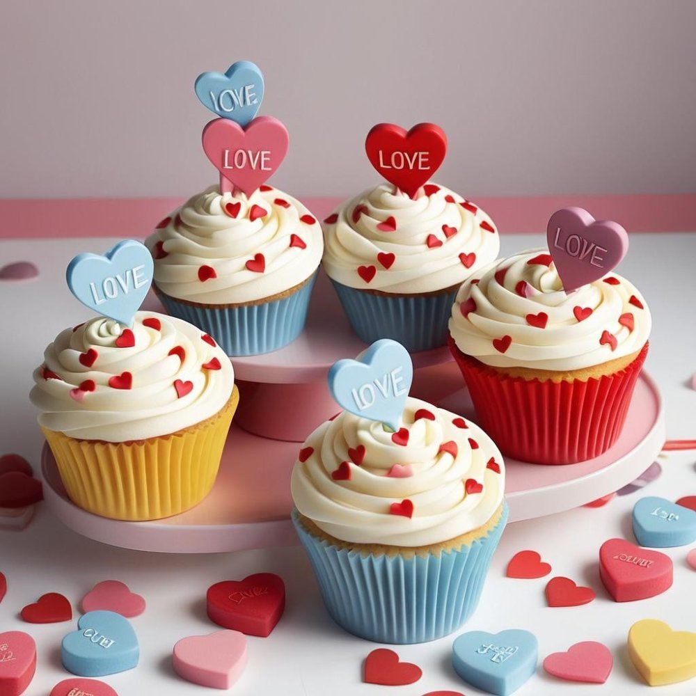 Romantic heart themed cupcake set