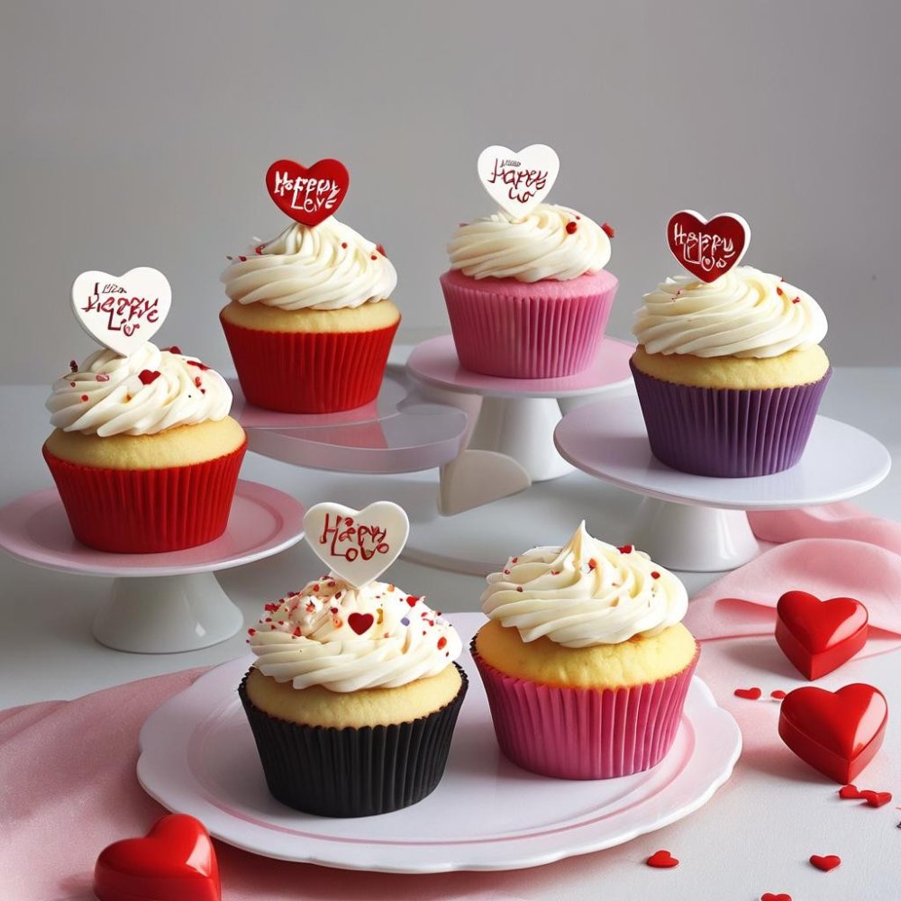 Valentine heart themed cupcake set