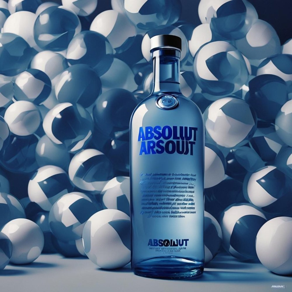 Blue glass Absolut vodka bottle