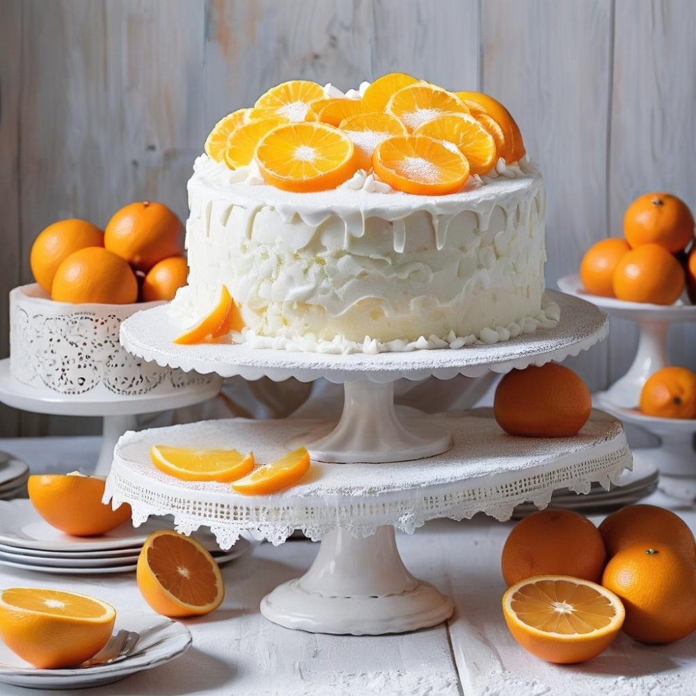 Citrus topped rustic white cake