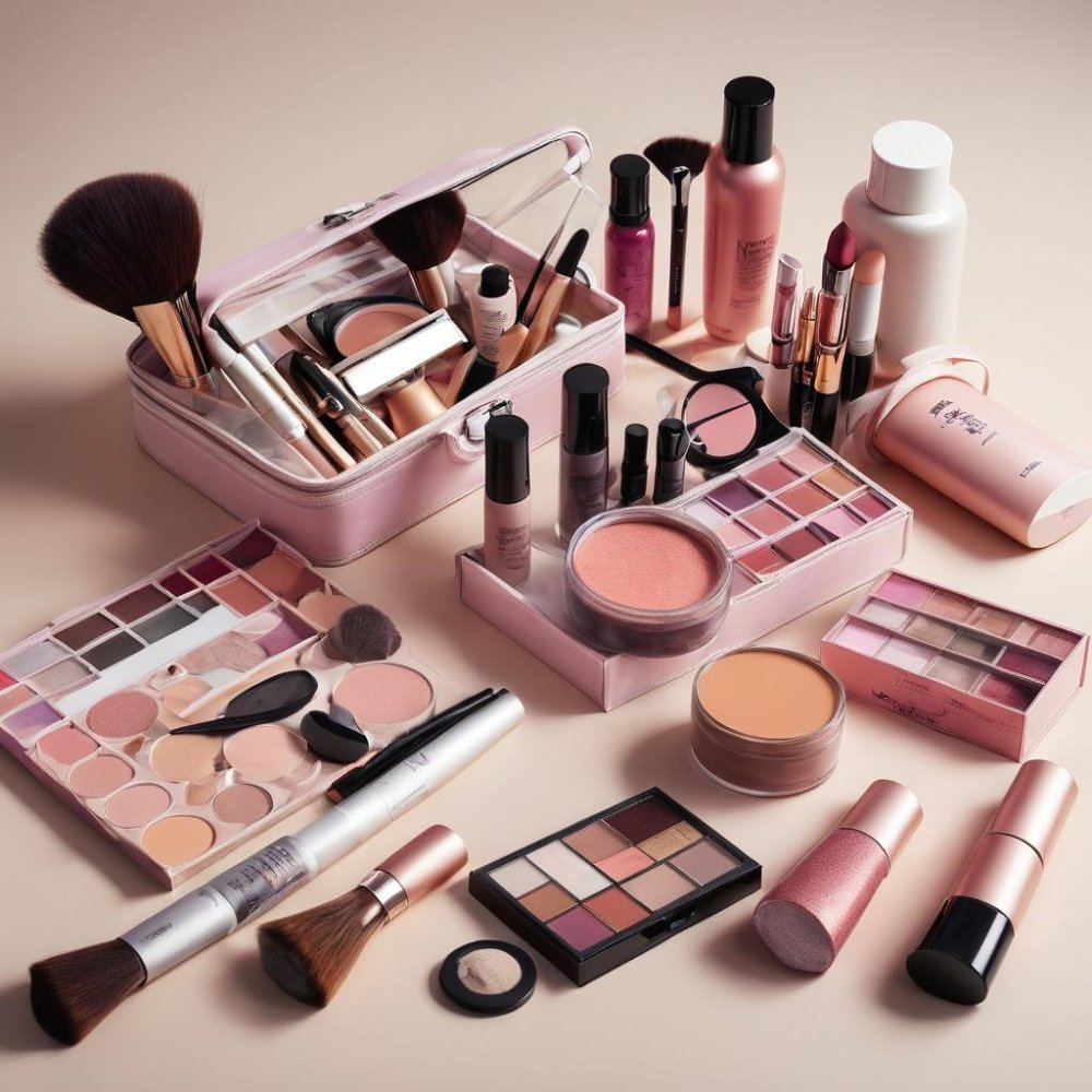 Kit de tocador de maquillatge professional rosa