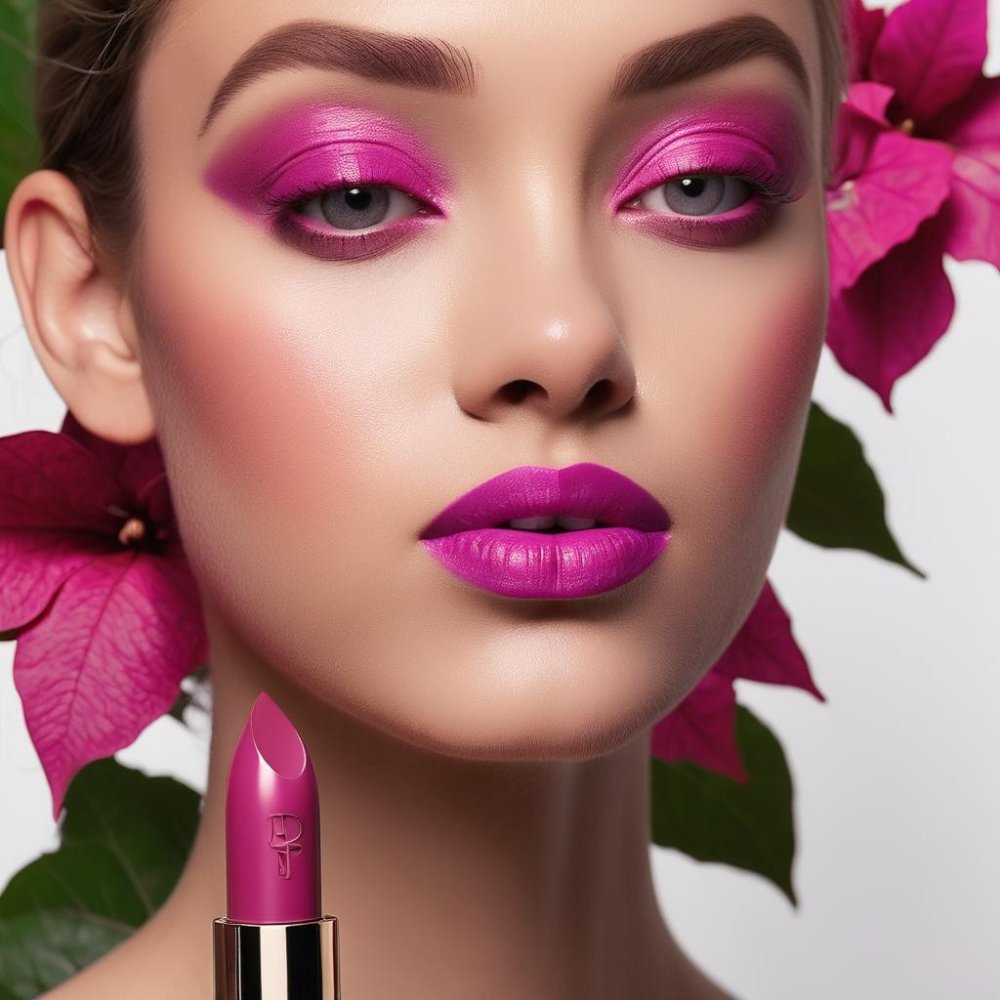 Pintalabios mate magenta belleza primer plano