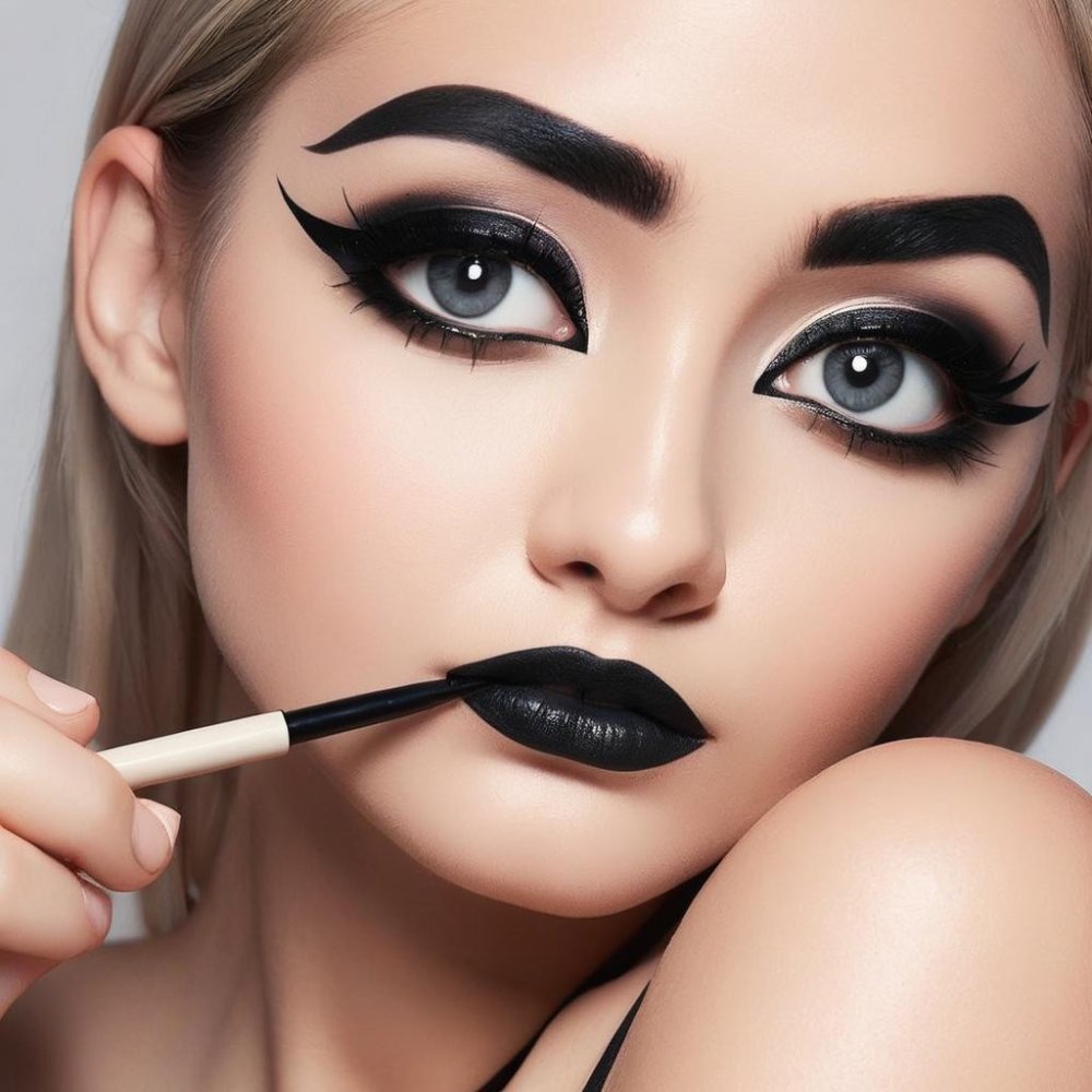 Maquillaje gótico con eyeliner negro