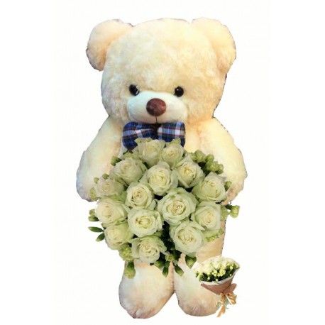 THANK YOU GIFTS FLOWERS WITH TEDDY BEAR SIZE 60 CM 37