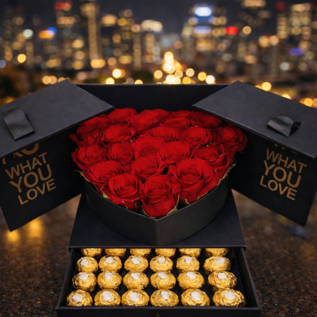 Love Luxe Box - 1 Red Roses and Ferrero Rocher Gift Box – Perfect Romantic Present