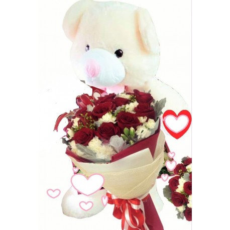 GET WELL GIFT FLOWERS WITH TEDDY BEAR 37