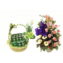 GET WELL GIFT FLOWERS BASKET WITH BRAND'S  46