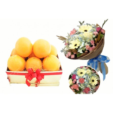 GET WELL GIFT FRUIT BASKET WITH FLOWERS 46