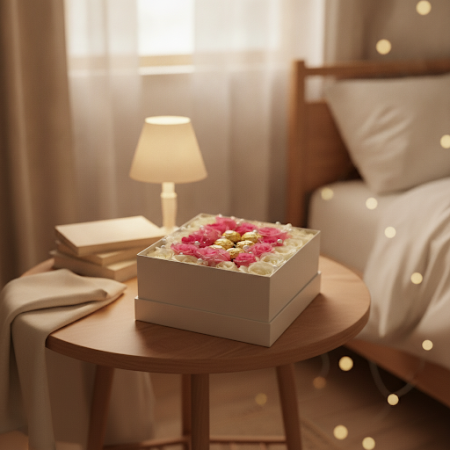 mix roses in box with chocolate - 6 巧克力盒中的玫瑰 | [您的品牌]