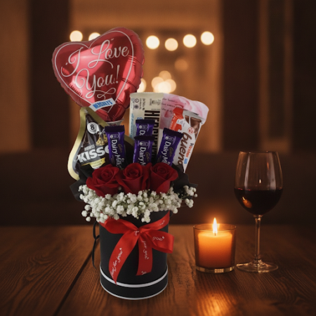 Chocolate with roses flowers in Valentine's day - 4 Chocolate with roses flowers in Valentine's day : Cadeau de la Saint-Indulge