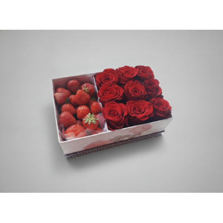 roses in box with fruit - 2 Roses in Box with Fruit | 신선한 꽃과 선물특별한 사람을 놀라게 해보세요. 신선한 과일과 아름답게 조화를 이루는 우리의 멋진 roses in box with f