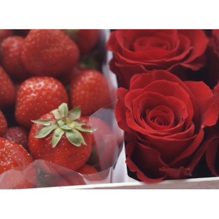 roses in box with fruit - 4 Roses in Box with Fruit | 신선한 꽃과 선물특별한 사람을 놀라게 해보세요. 신선한 과일과 아름답게 조화를 이루는 우리의 멋진 roses in box with f