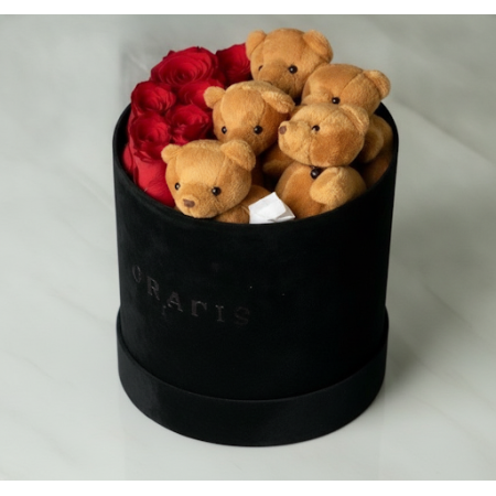6 roses in box with mini bear - 3 6 Roses in Box with Mini Bear | ValentinsdagOverrask din kjære denne Valentinsdagen med 6 vakr