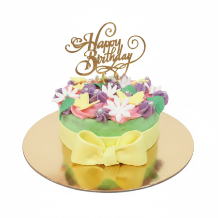 Floral green bento birthday cake