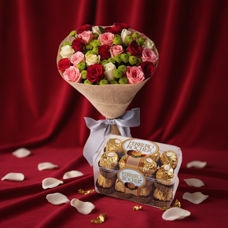 VALENTINE GIFT WHITE ROSE FLOWERS WITH CHOCOLATE - 2 Cadeau de la Saint-Valentin : VALENTINE GIFT WHITE ROSE FLOWERS WITH CSurpr