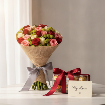 VALENTINE GIFT WHITE ROSE FLOWERS WITH CHOCOLATE - 4 Cadeau de la Saint-Valentin : VALENTINE GIFT WHITE ROSE FLOWERS WITH CSurpr
