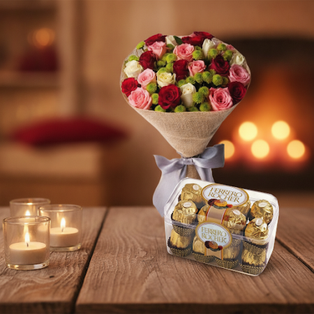 VALENTINE GIFT WHITE ROSE FLOWERS WITH CHOCOLATE - 6 Cadeau de la Saint-Valentin : VALENTINE GIFT WHITE ROSE FLOWERS WITH CSurpr