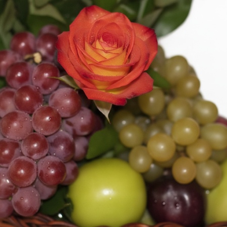 GIFT FLOWERS WITH FRUIT BaSKET 04 - 4 هدية الزهور وسلة الفواكه | شكرًا لك |أرسل الامتنان مع سلة الزهور مع الفواكه 04. مزيج رائع 