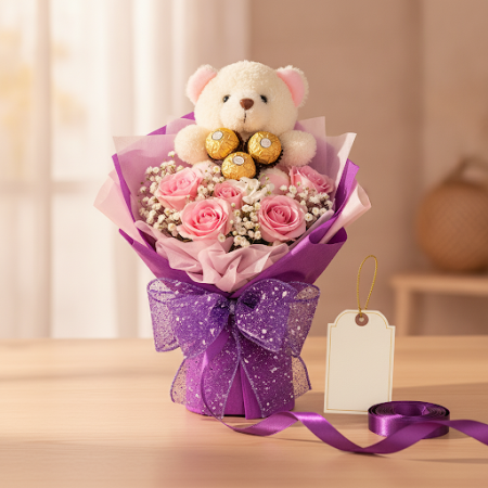 Mini teddy bear flower in box - 3 Mini teddy bear flower in box | Teddy bear gifts