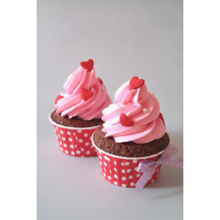 PINK HEART CUP CAKE SET 15 pc - 8 PINK HEART CUP CAKE SET 15 pc | Op maat gemaakte mand