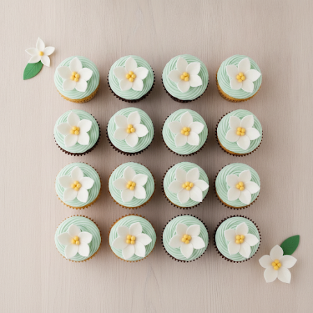 Jasmine Flower Cupcake Gift Set 12 pcs – Elegant Sweet Treats in Pattaya Jasmine Flower Cupcake Gift Set 12 pcs – Elegant Sweet 