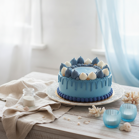 BLUE ON THE  SEA CAKE 1500 gram (4 p delivery in 2 day) - 5 BLUE ON THE  SEA CAKE 1500 gram (4 p delivery in 2 day) - Cistella F