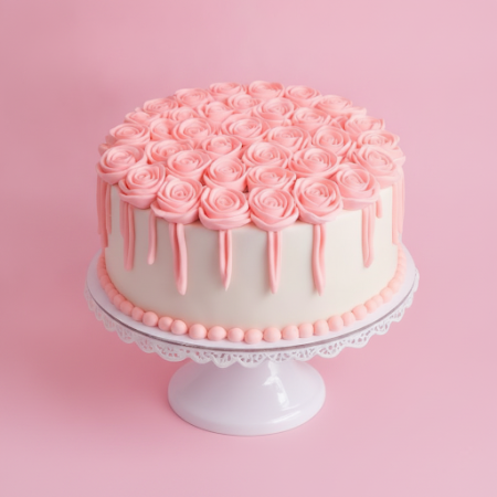 ROSE FLOWER CAKE 1100 gram (3P delivery in 2 day) - 3 ローズフラワーケーキ - カスタムメイドバスケット | 2日配送私たちの1100gのROSE FLOWER CAKE 1100 gram (3P d