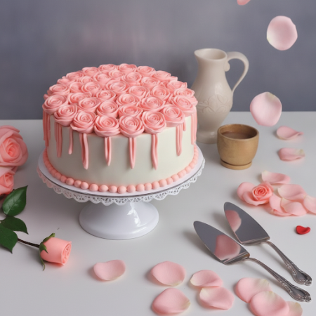 ROSE FLOWER CAKE 1100 gram (3P delivery in 2 day) - 5 ローズフラワーケーキ - カスタムメイドバスケット | 2日配送私たちの1100gのROSE FLOWER CAKE 1100 gram (3P d