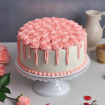 ROSE FLOWER CAKE 1100 gram (3P delivery in 2 day) - 8 ローズフラワーケーキ - カスタムメイドバスケット | 2日配送私たちの1100gのROSE FLOWER CAKE 1100 gram (3P d