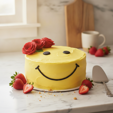SMILE ICON CAKE 1100 gram - 6 SMILE ICON CAKE 1100 gram | Custom Made Basket