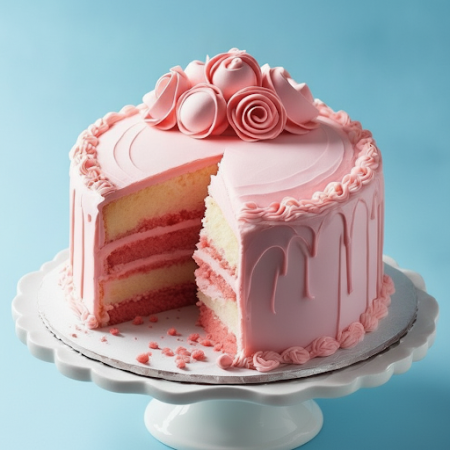 Cake 1500g (4 Portion) – Elegant Pink Celebration Dessert in Pattaya Cake 1500g (4 Portion) – Elegant Pink Celebration Dessert i
