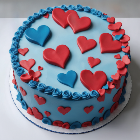 Blue Red Heart Cake 1500g – Romantic Celebration Dessert in Pattaya Blue Red Heart Cake 1500g – Romantic Celebration Dessert in 