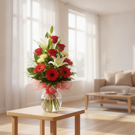 Rose mix with Lilies flowers - 7 Rose & Lily Bouquet | Fresh Flower Delivery
