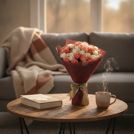 FULL ROSE FLOWER mix WHITE - 7 FULL ROSE FLOWER mix WHITE | Ramo de FloresEleva o teu espazo co noso FULL ROSE FLOWER mix en WHI