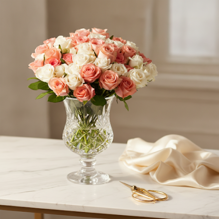 Pink & White Roses Bouquet – Elegant Mixed Flower Gift in Pattaya Pink & White Roses Bouquet – Elegant Mixed Flower Gift in Patt